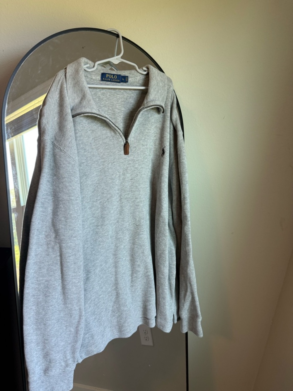 Polo Ralph Lauren men's quarter-zip pullover sweater large grey long sleeve